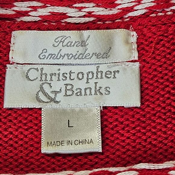 Christopher & Banks Red Snowman American Flag Pullover Knit Christmas Sweater - Picture 7 of 10